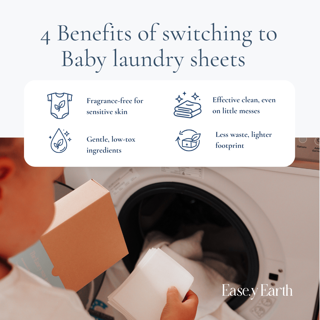 80 Fragrance - Free Baby Laundry Detergent Sheets - Easey Earth
