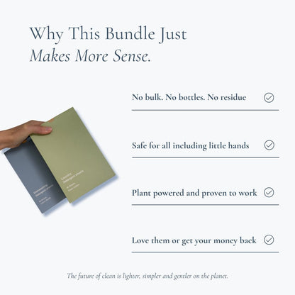 Sustainability Chart: Environmentally friendly laundry sheets vs heavy plastic detergent jugs. Save space & planet.